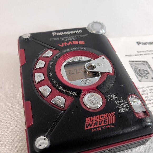 Panasonic RQ-SW99V Shock Wave Metal Stereo Radio Cassette Player Red Black WORKS - Picture 3 of 16